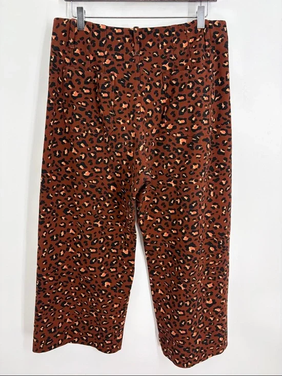 Maeve The Colette Leopard Print Crop Wide Leg Pants in Brown - Size 32 - Picture 5 of 8